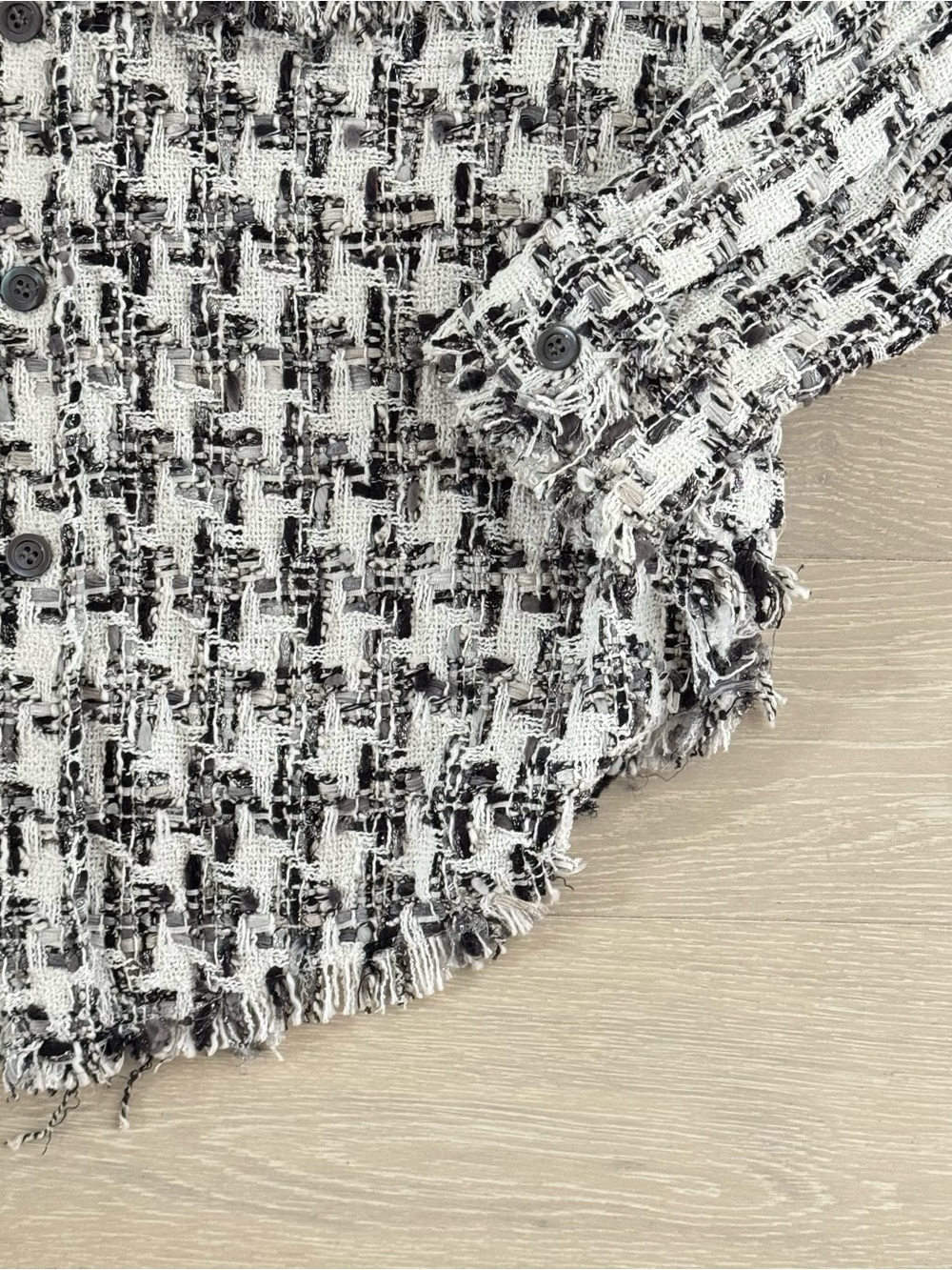 Faith Connexion Tweed Fitted Overshirt - White/Black/Silver - Size XS - Picture 5 of 8